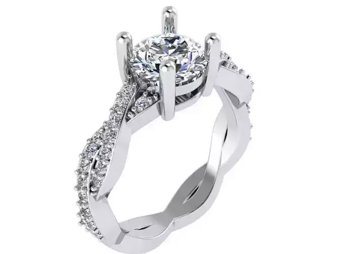 Round Basket Setting Twisted Ring 1717