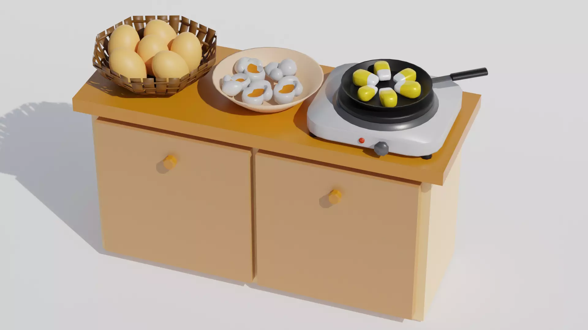 Kitchen table with appliances Low-poly 3D model_0