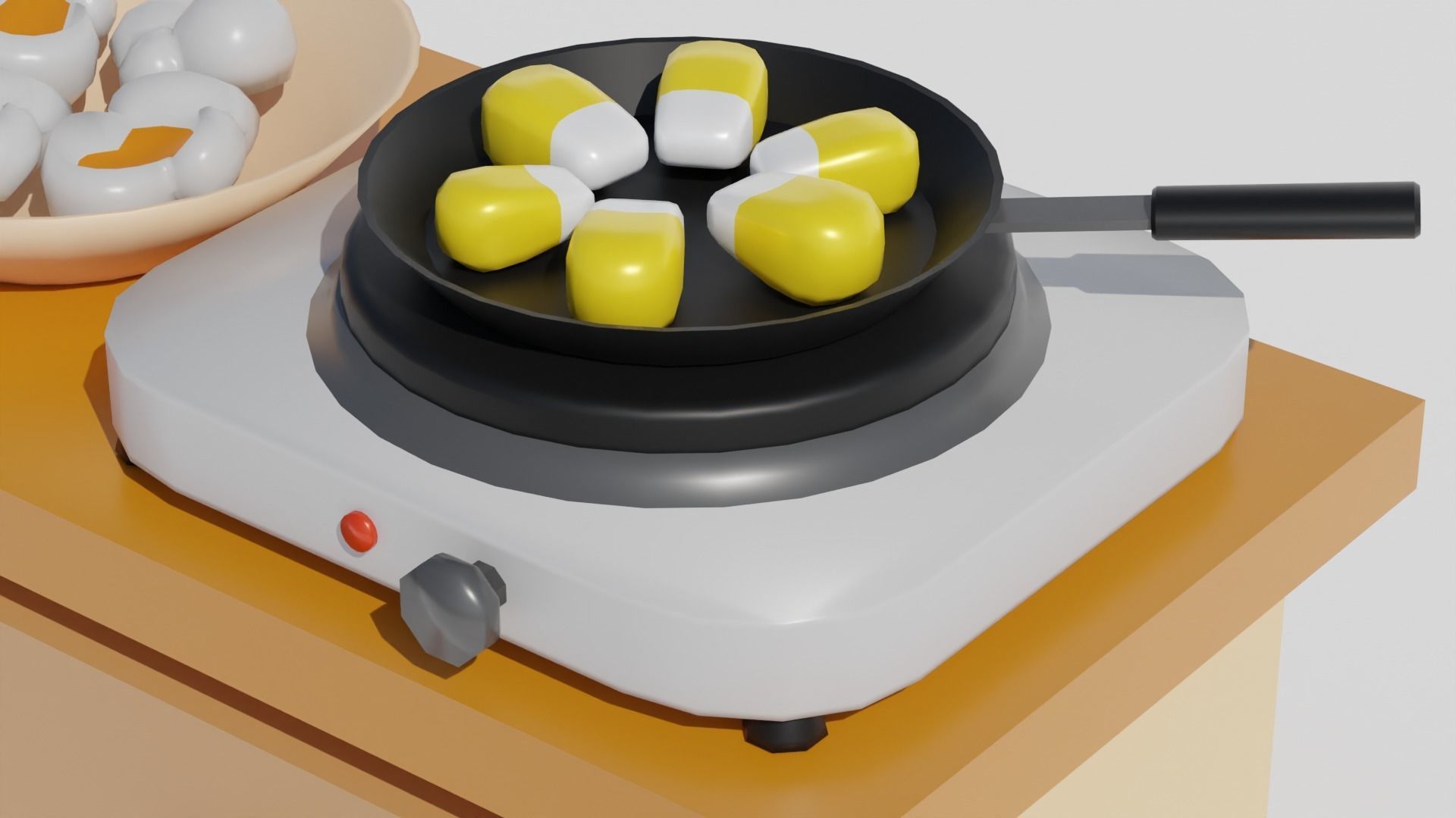 Kitchen table with appliances Low-poly 3D model_4