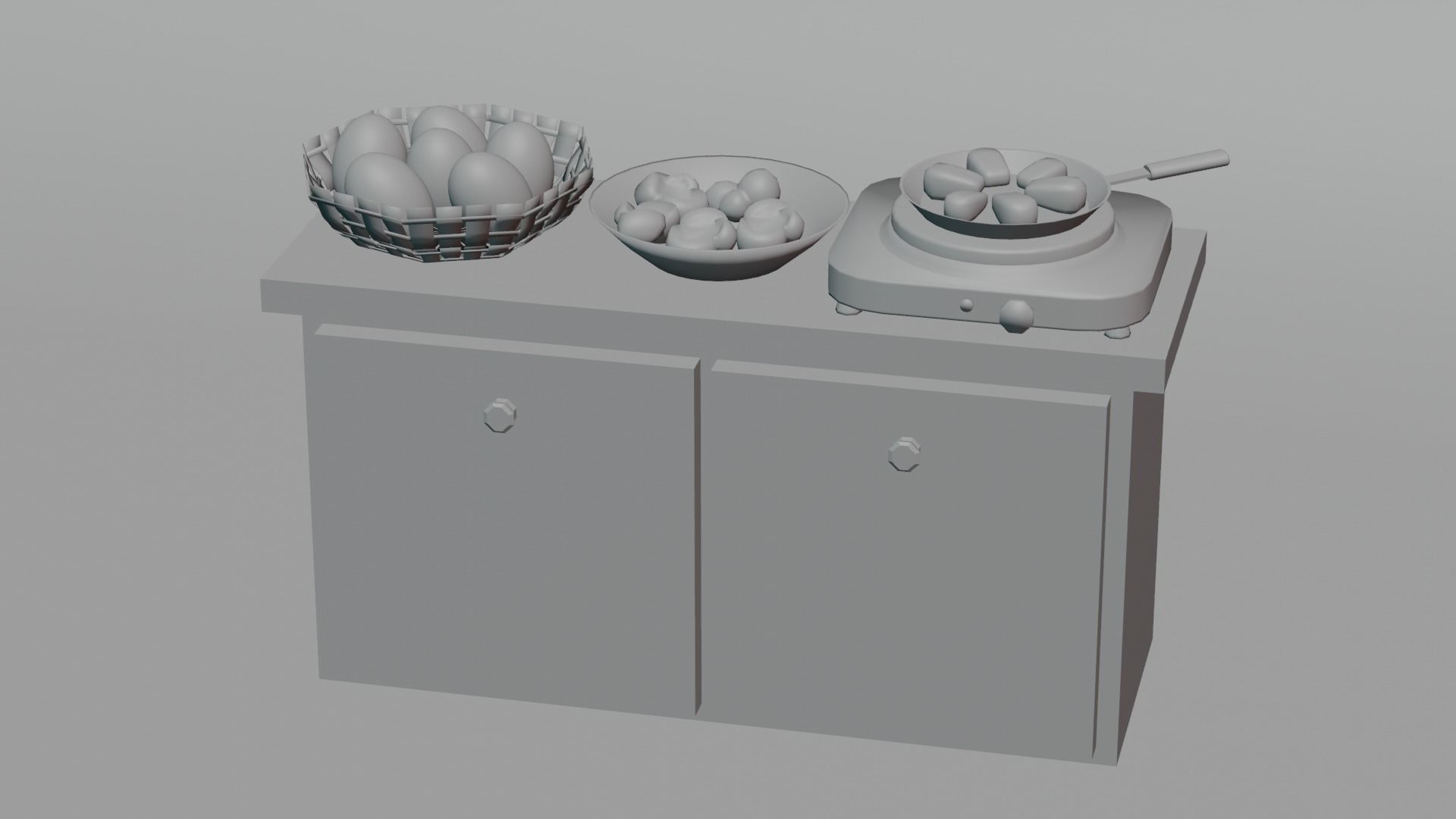 Kitchen table with appliances Low-poly 3D model_6