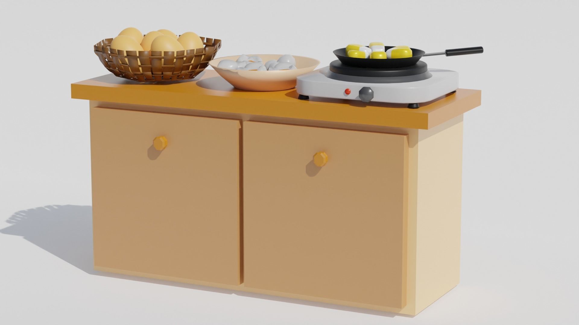Kitchen table with appliances Low-poly 3D model_1