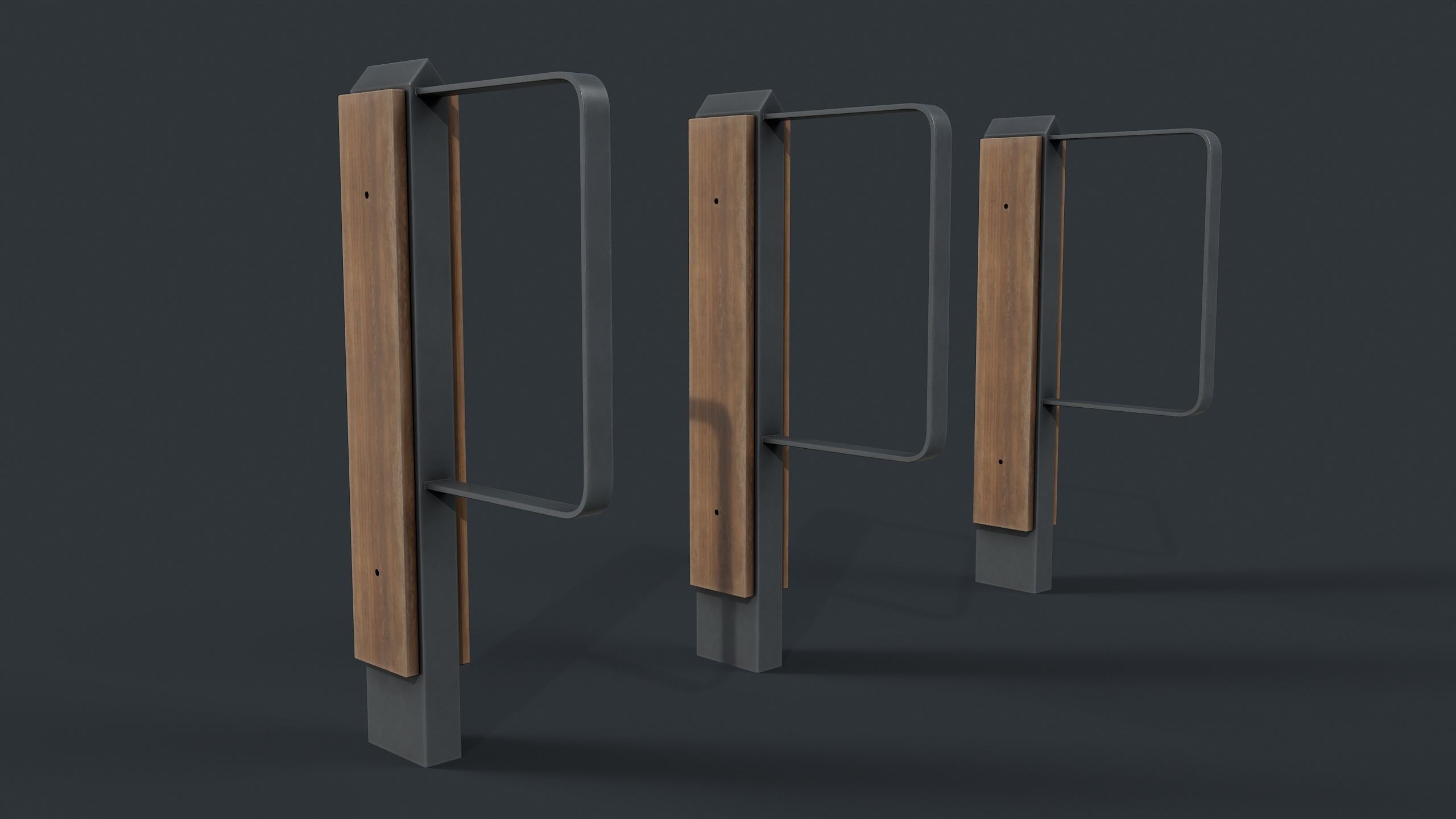 Bike Rack 19 PBR Game Ready Low-poly 3D model_1