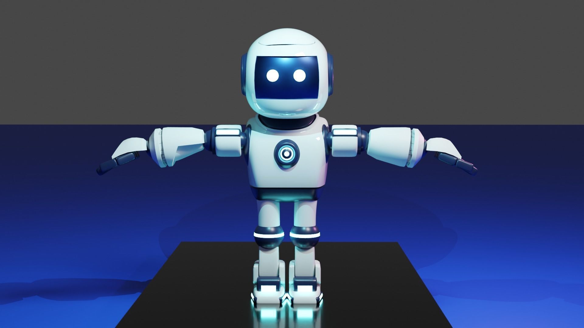 3D High Poly Chat Bot Mascot Design 3D model_1