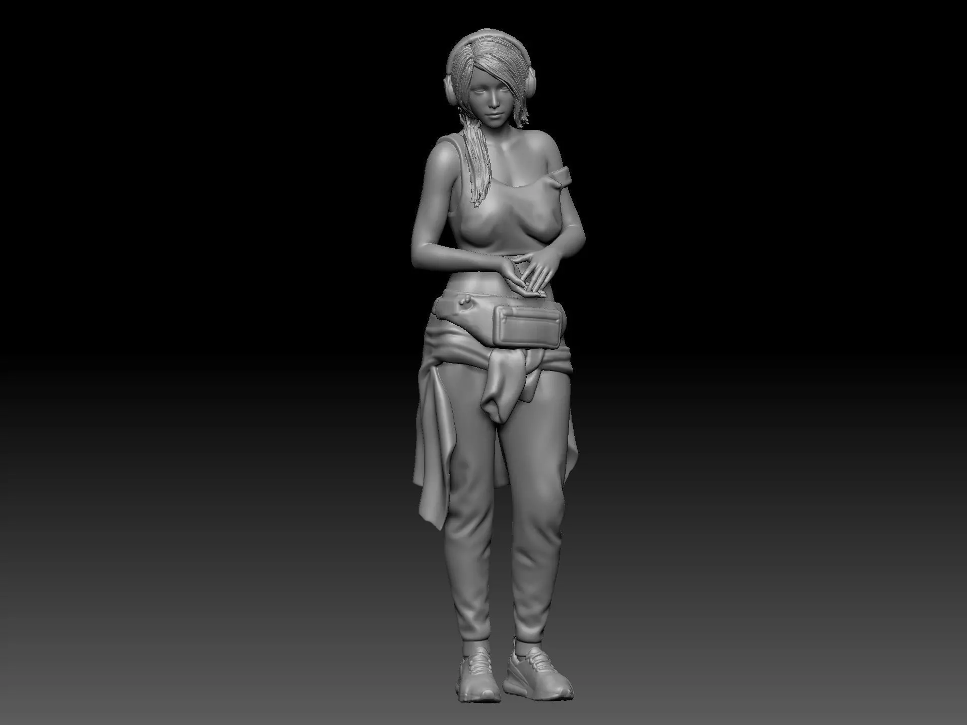 girl style cloth headphone 3D print model_0
