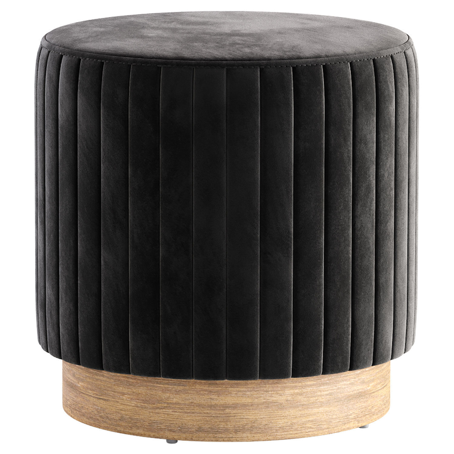Pouf on a wooden base Nordic 3D model_5