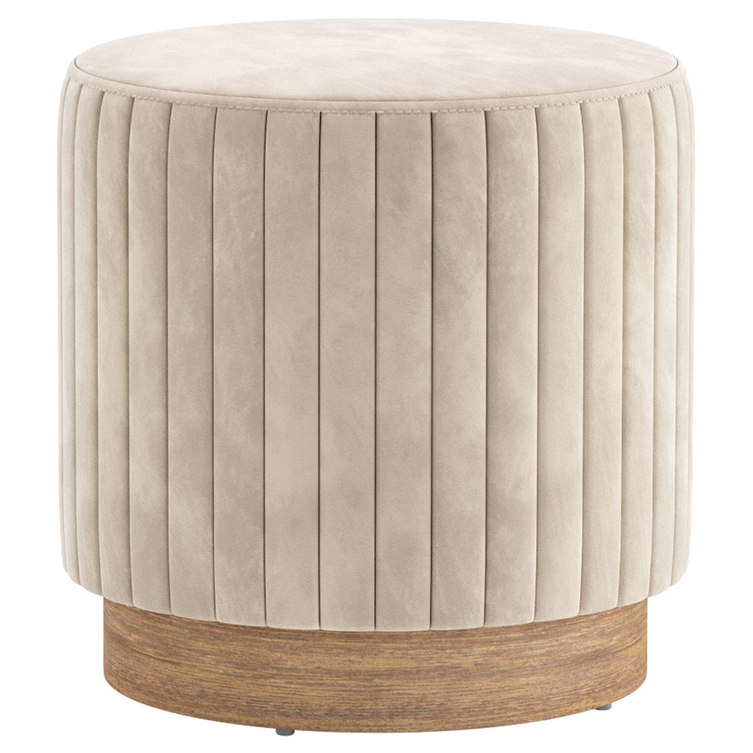 Pouf on a wooden base Nordic 3D model_1
