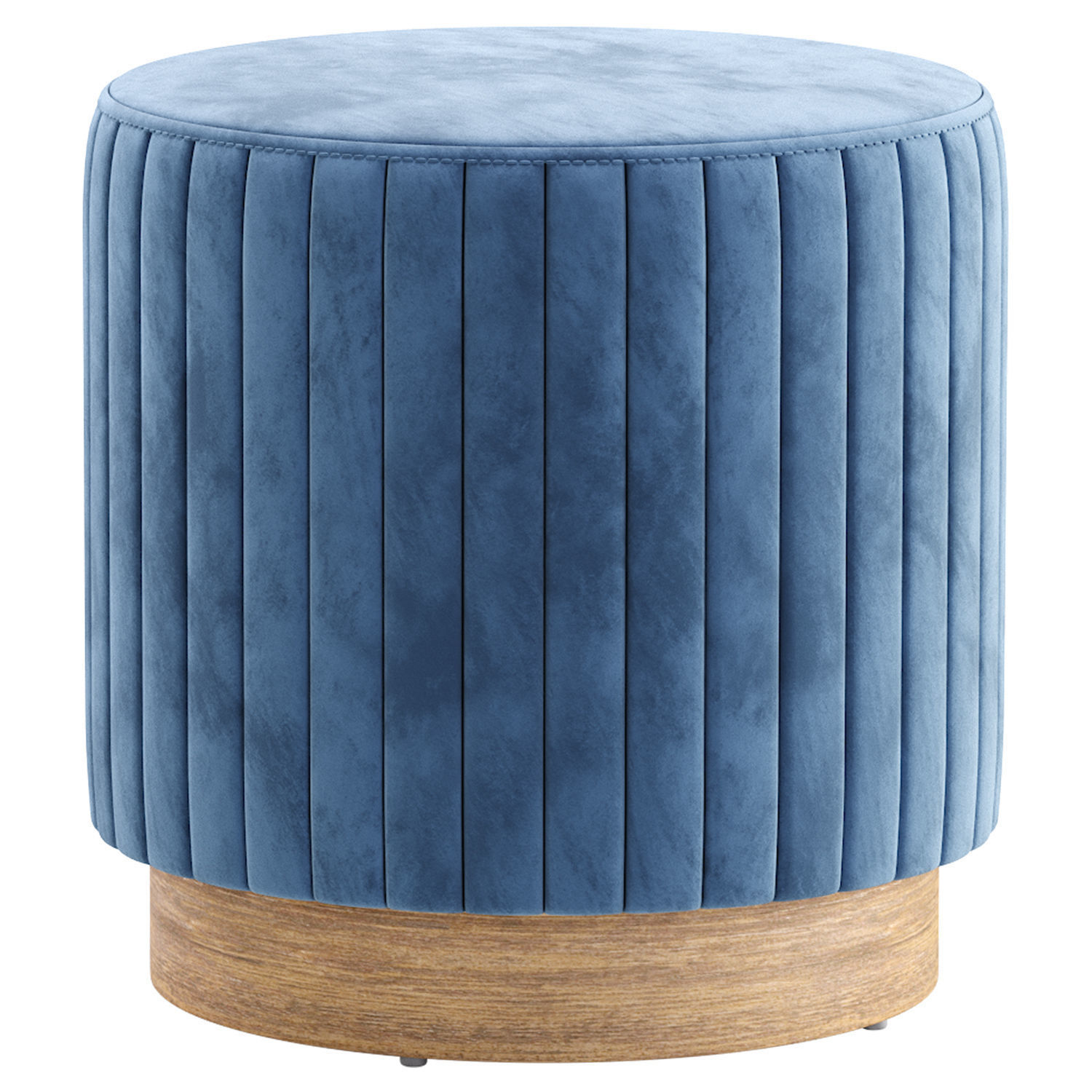 Pouf on a wooden base Nordic 3D model_3