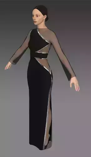 Dress black modern belt detail 