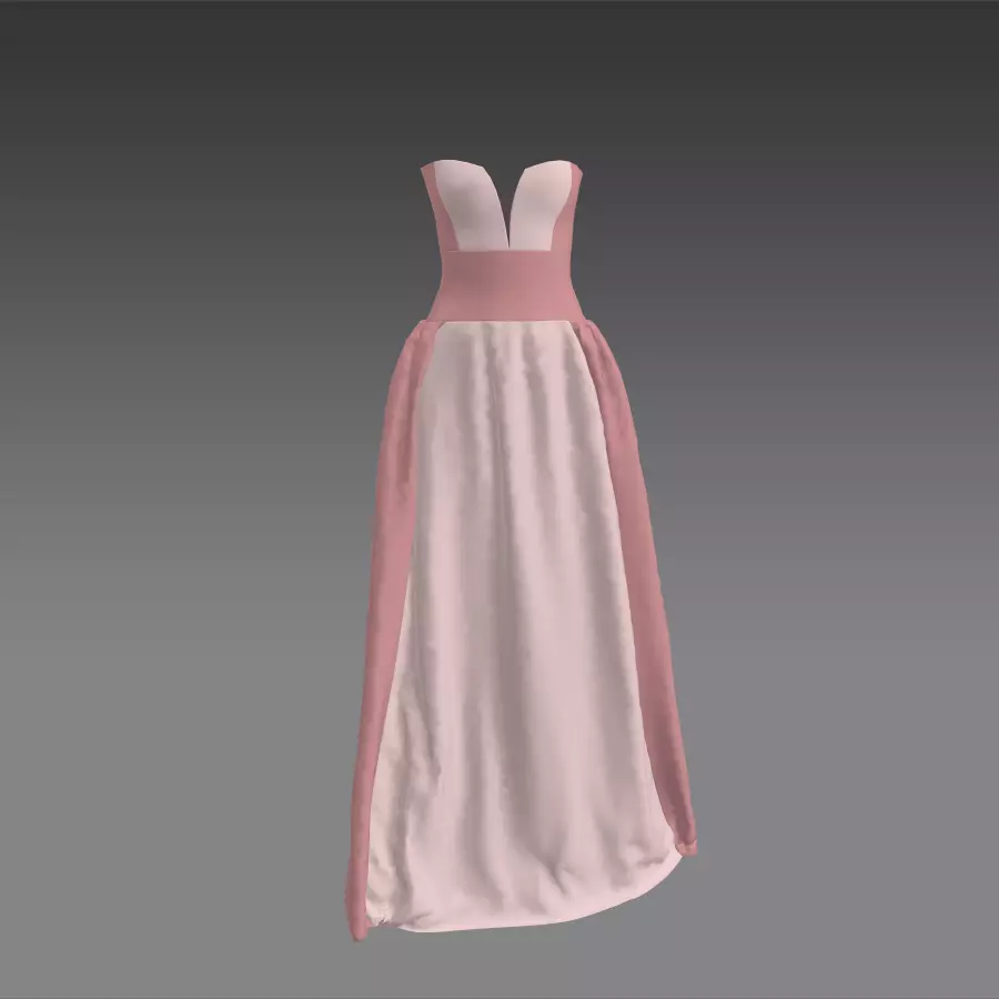 Dress powder pink and gray pink Low-poly 3D model