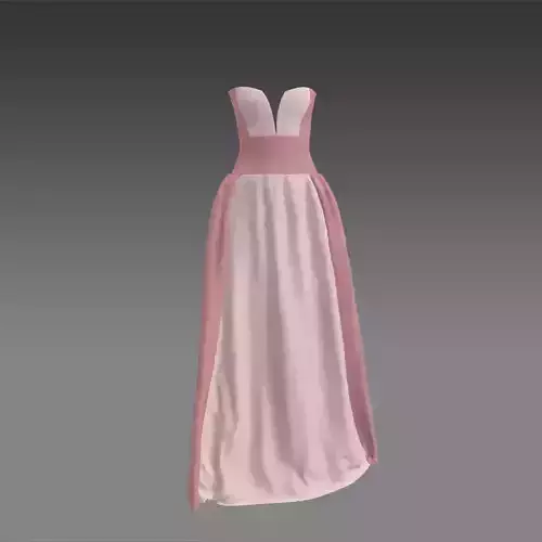 Dress powder pink and gray pink  Low-poly 3D model