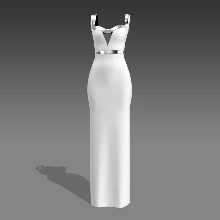 Dress white and metalic strap Low-poly 3D model