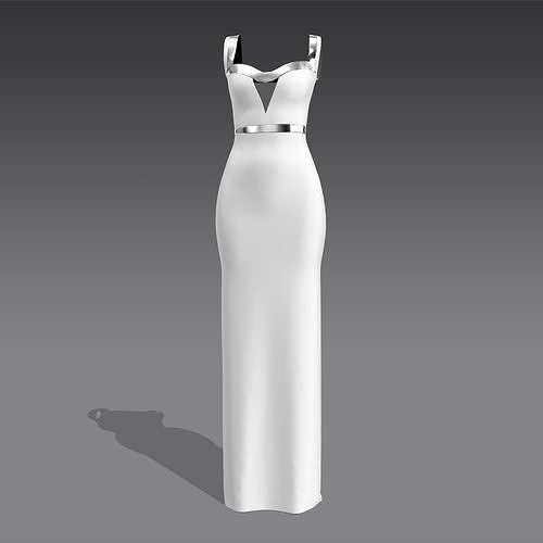 Dress white and metalic strap  Low-poly 3D model