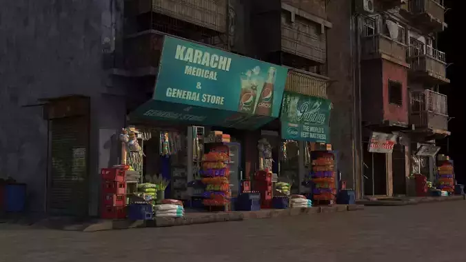 Karachi Grocery Shop 3D model