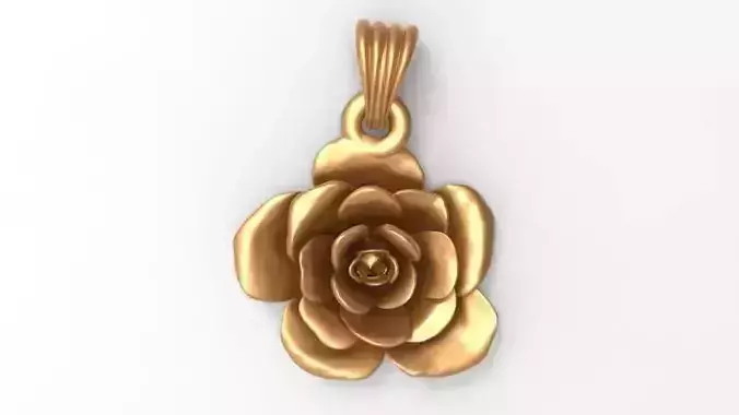 Beautiful Blooming Rose Flower Pendant Necklace charm Jewelry 3D print model
