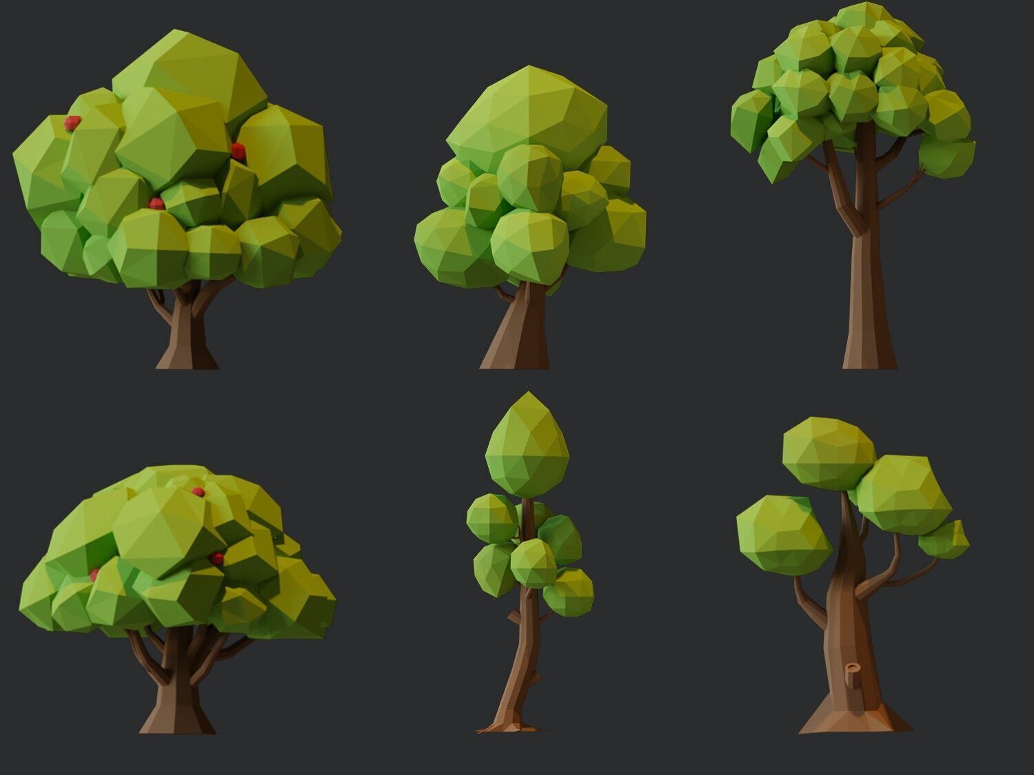 Low Poly Tree Pack Low-poly 3D model_4