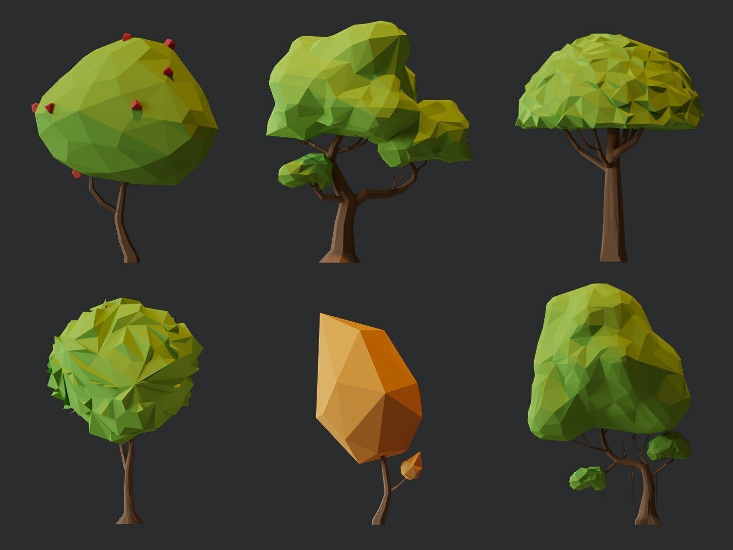 Low Poly Tree Pack Low-poly 3D model_5