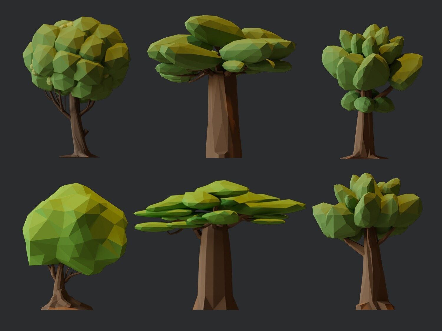 Low Poly Tree Pack Low-poly 3D model_2