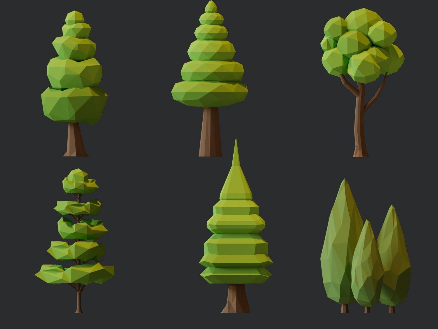 Low Poly Tree Pack Low-poly 3D model_1