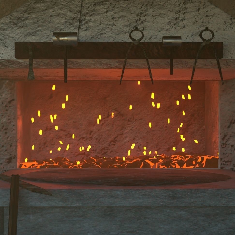 Smithy forge blacksmith workshop Low-poly 3D model_3