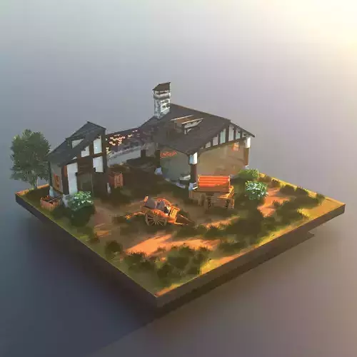 Smithy forge blacksmith workshop Low-poly 3D model