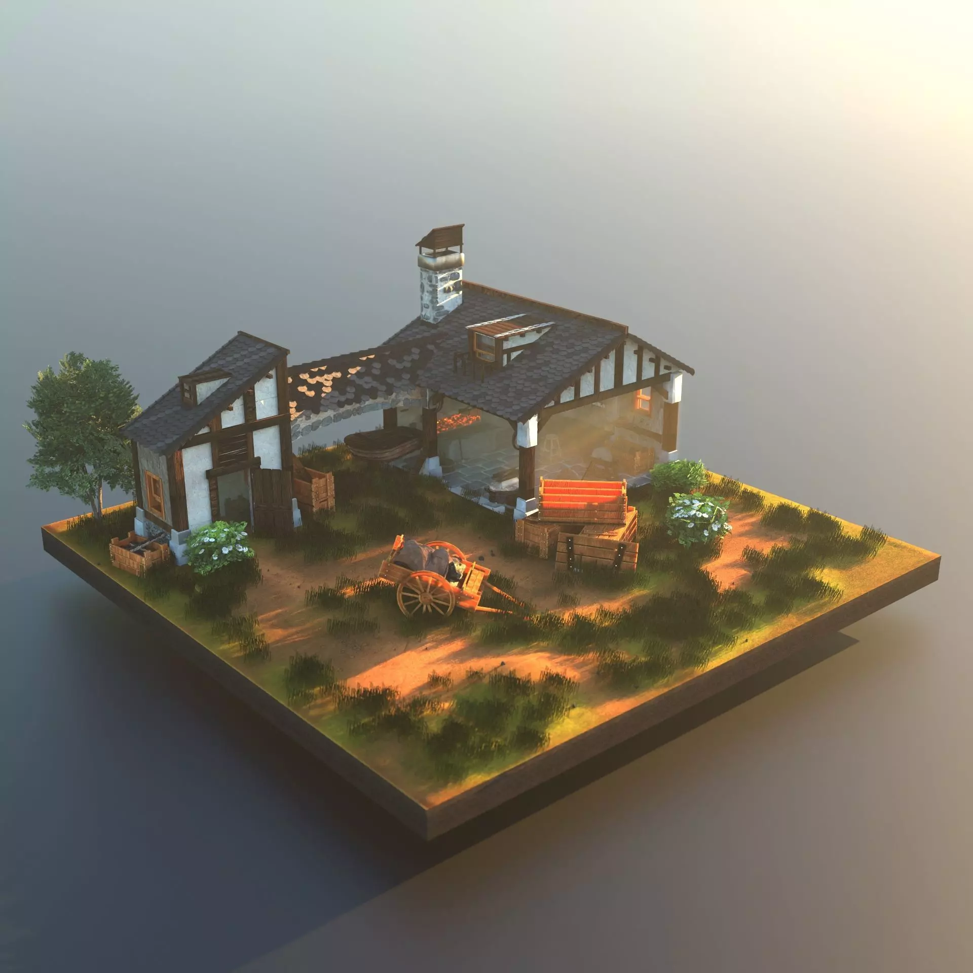 Smithy forge blacksmith workshop Low-poly 3D model_0