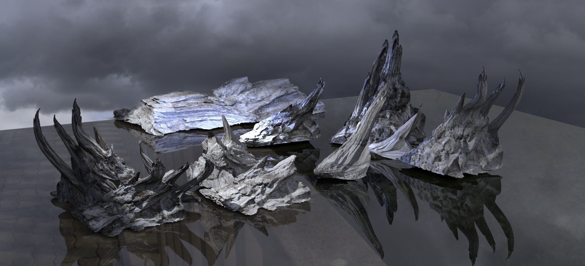 Alien Monolith Ice ruins  3D model_3