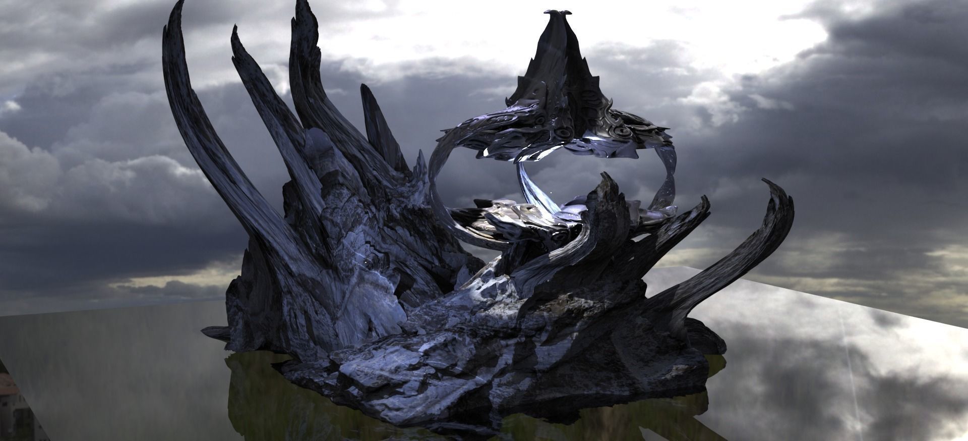 Alien Monolith Ice ruins  3D model_1