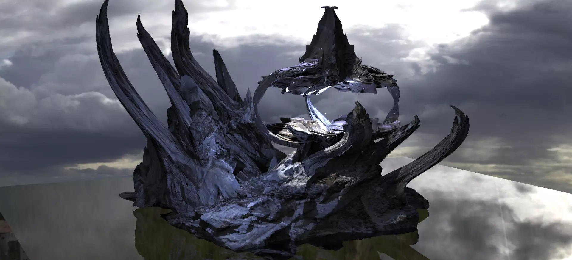 Alien Monolith Ice ruins  3D model_0