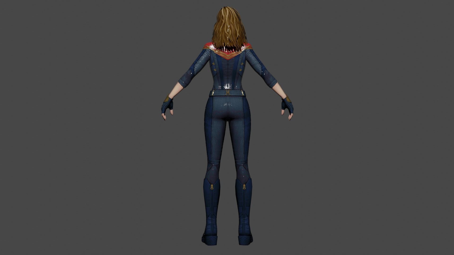 Captain Marvel Low-poly 3D model_4