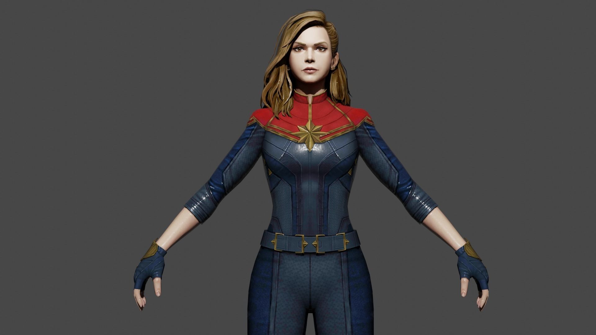 Captain Marvel Low-poly 3D model_1