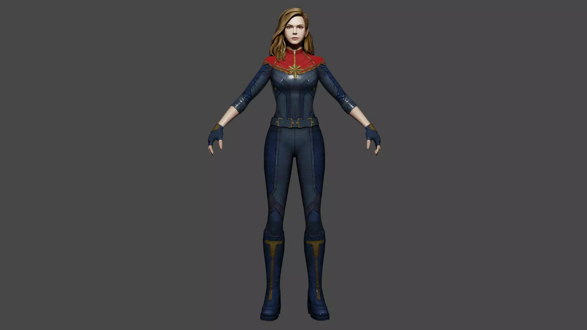 Captain Marvel Low-poly 3D model_0