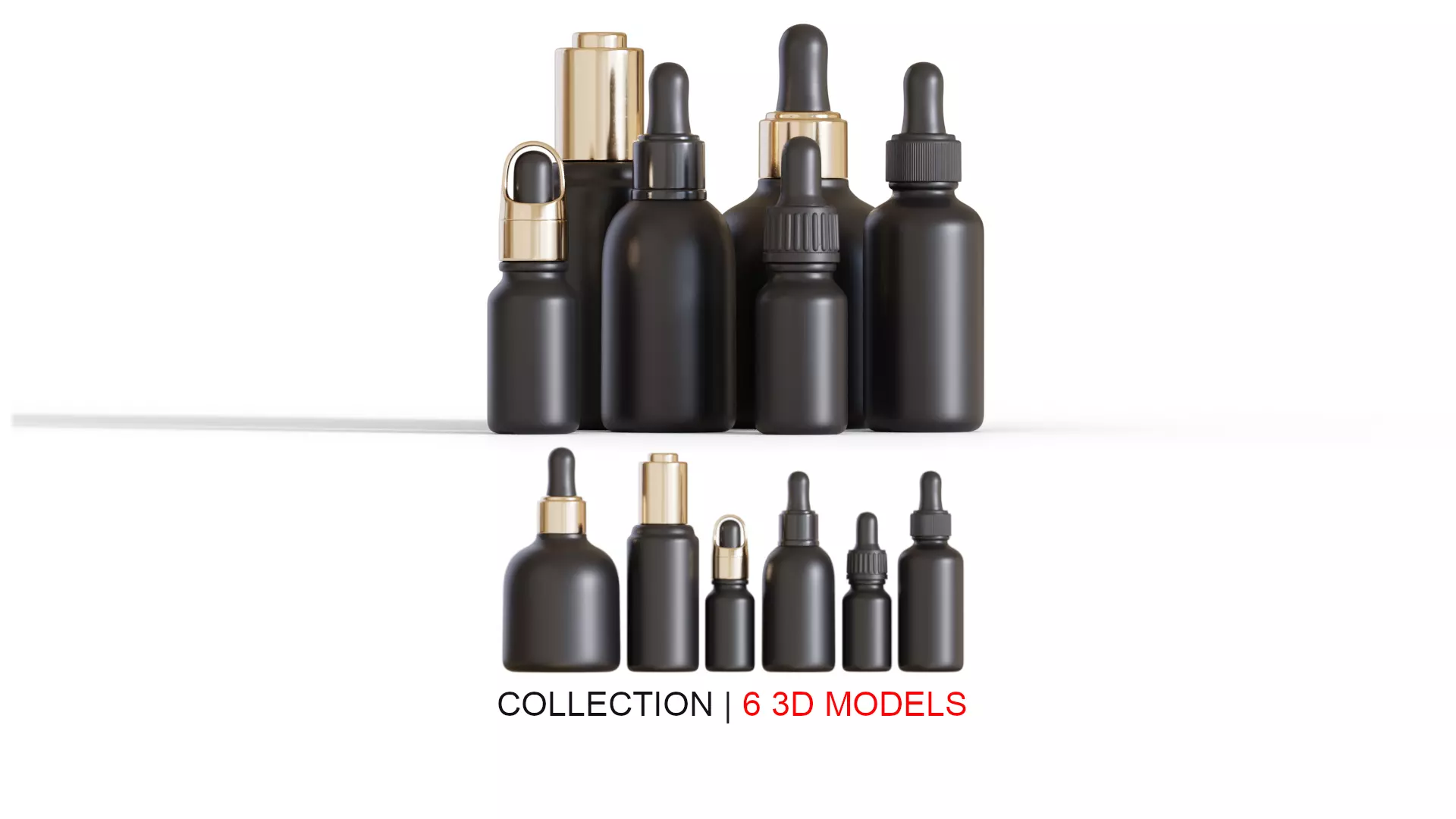 Black Dropper Bottles 3D Model Collection_0