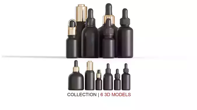 Black Dropper Bottles 3D Model Collection