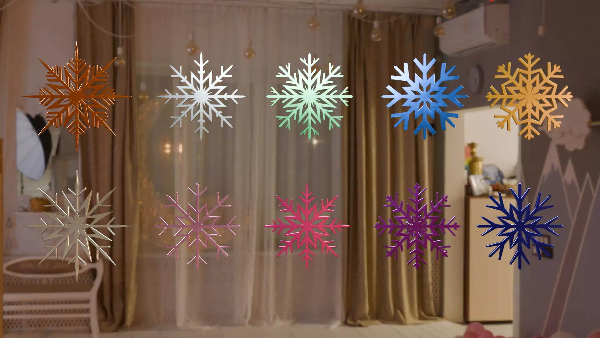 Snowflakes 3D-Model Decoration Christmas ornament Free 3D model