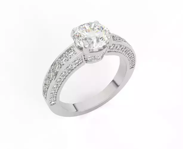 Engagement ring with a 1-carat diamond and pave setting