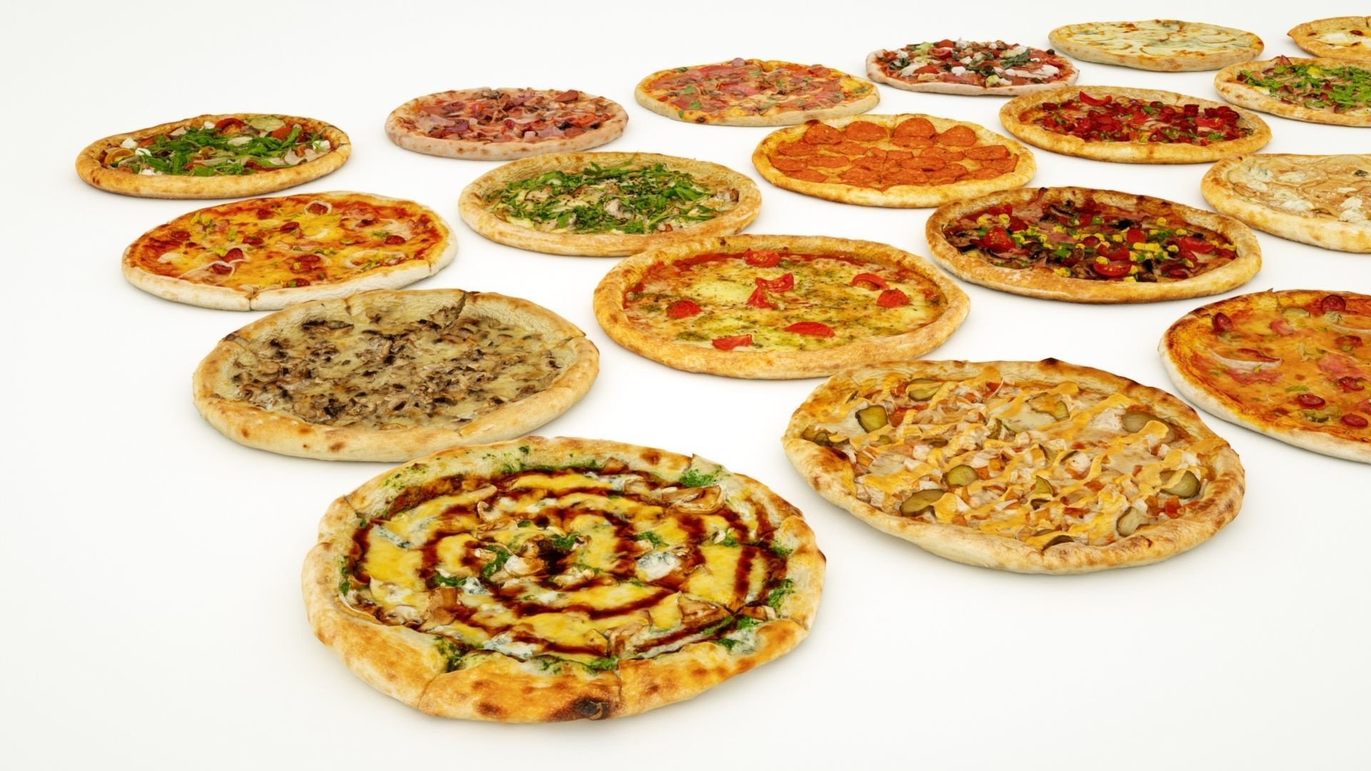 Pizza collection 23 items 3D model_1