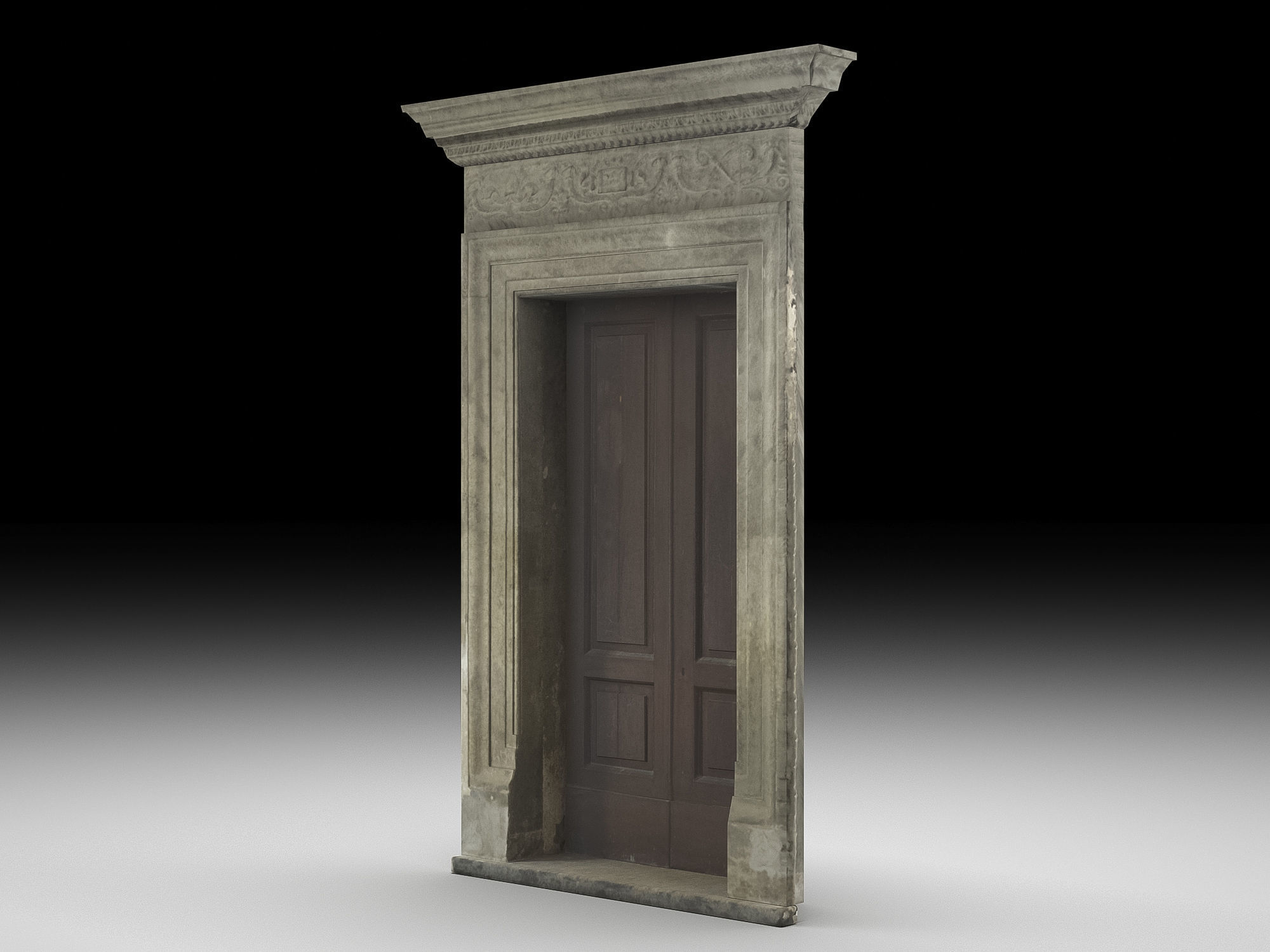 Wooden door 9 Low-poly 3D model_1
