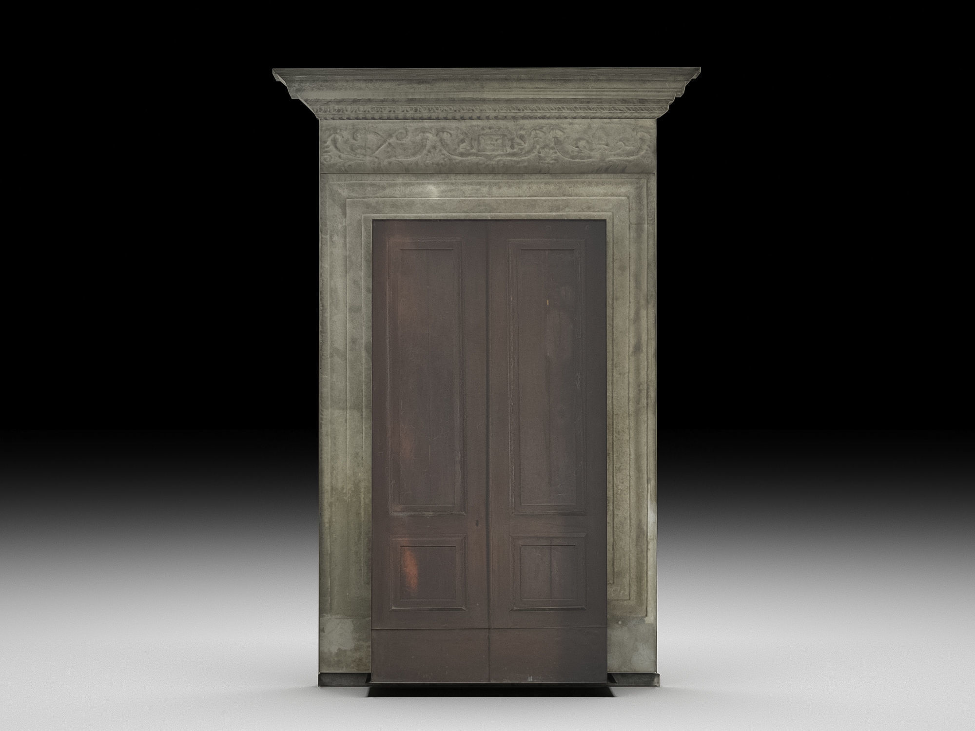 Wooden door 9 Low-poly 3D model_4