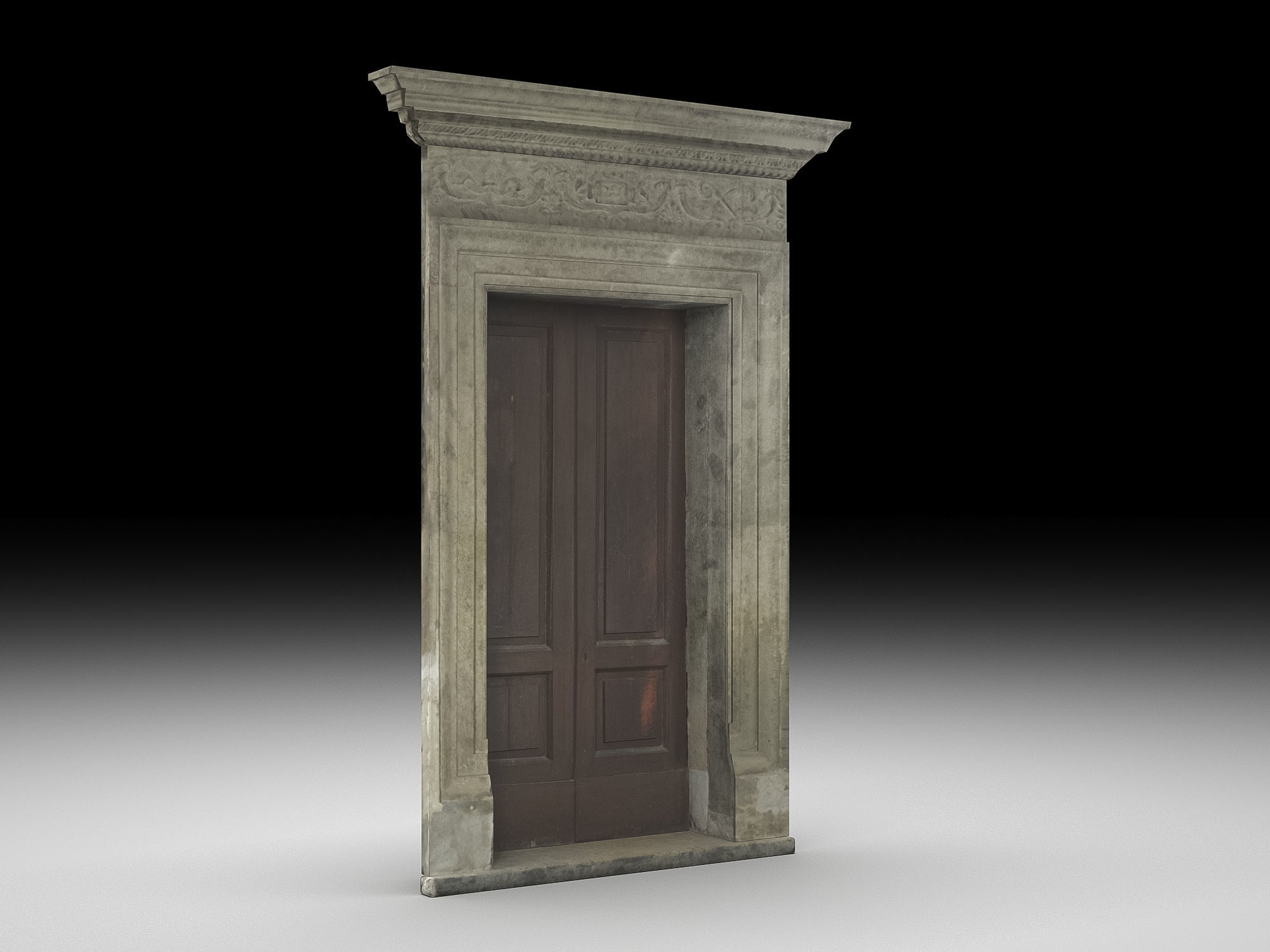 Wooden door 9 Low-poly 3D model_7