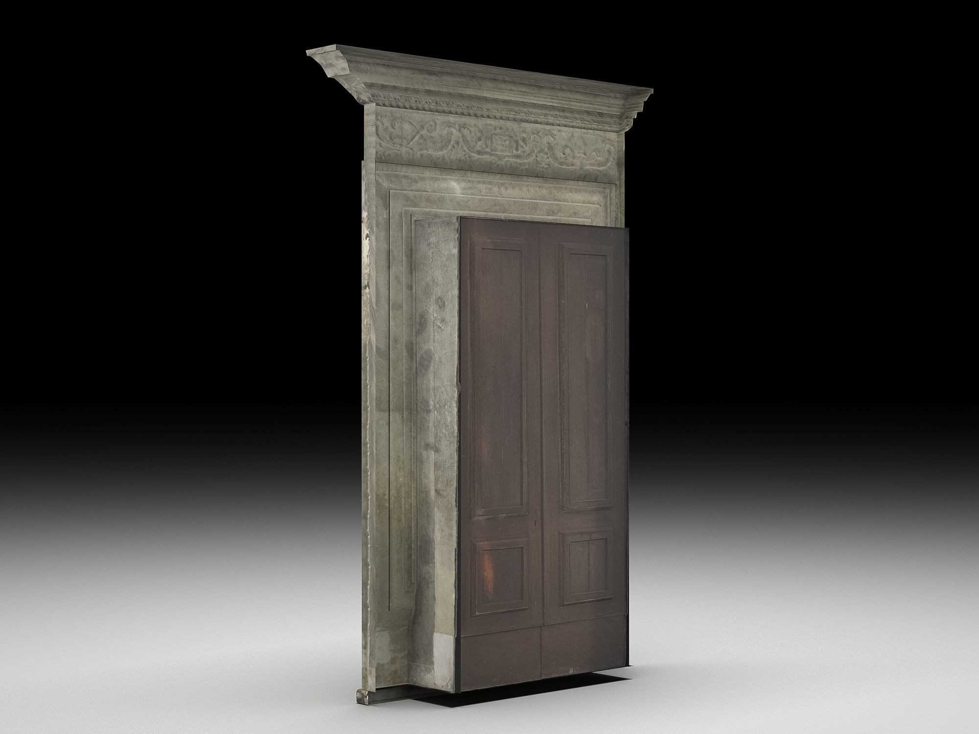Wooden door 9 Low-poly 3D model_3