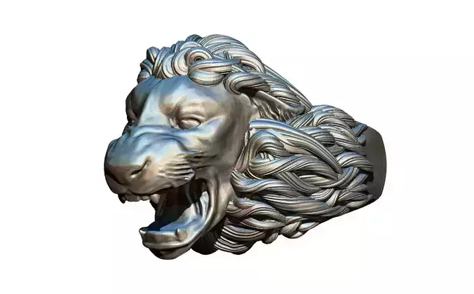Roar Angry Lion Head Face High Detailed Ring
