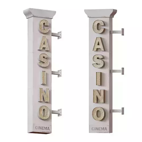 Casino Cinema Advertising Illuminated Sign 3D model
