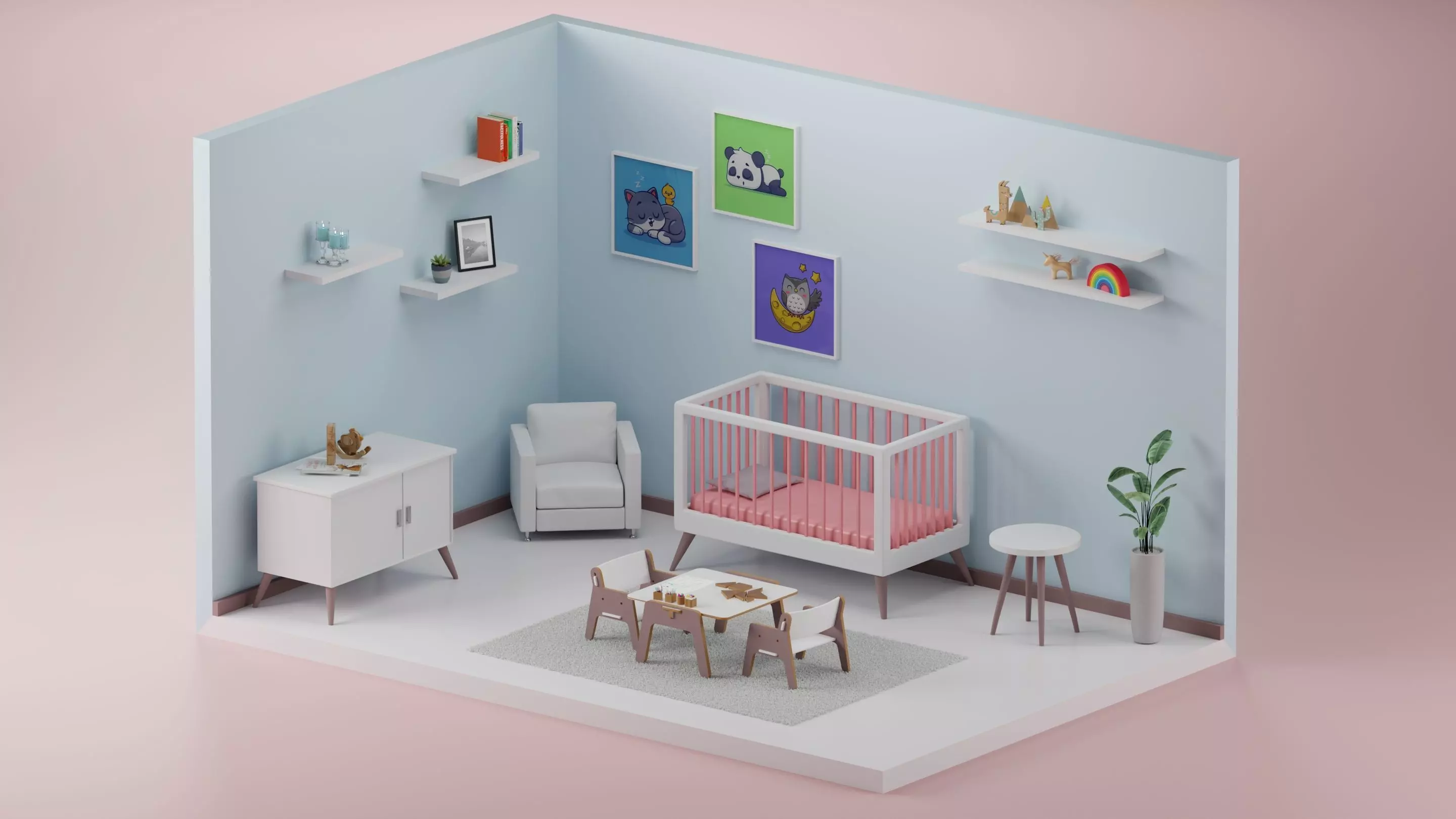 Kids room interior 3D model