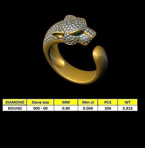 TIGER DIMOND RING  3D print model