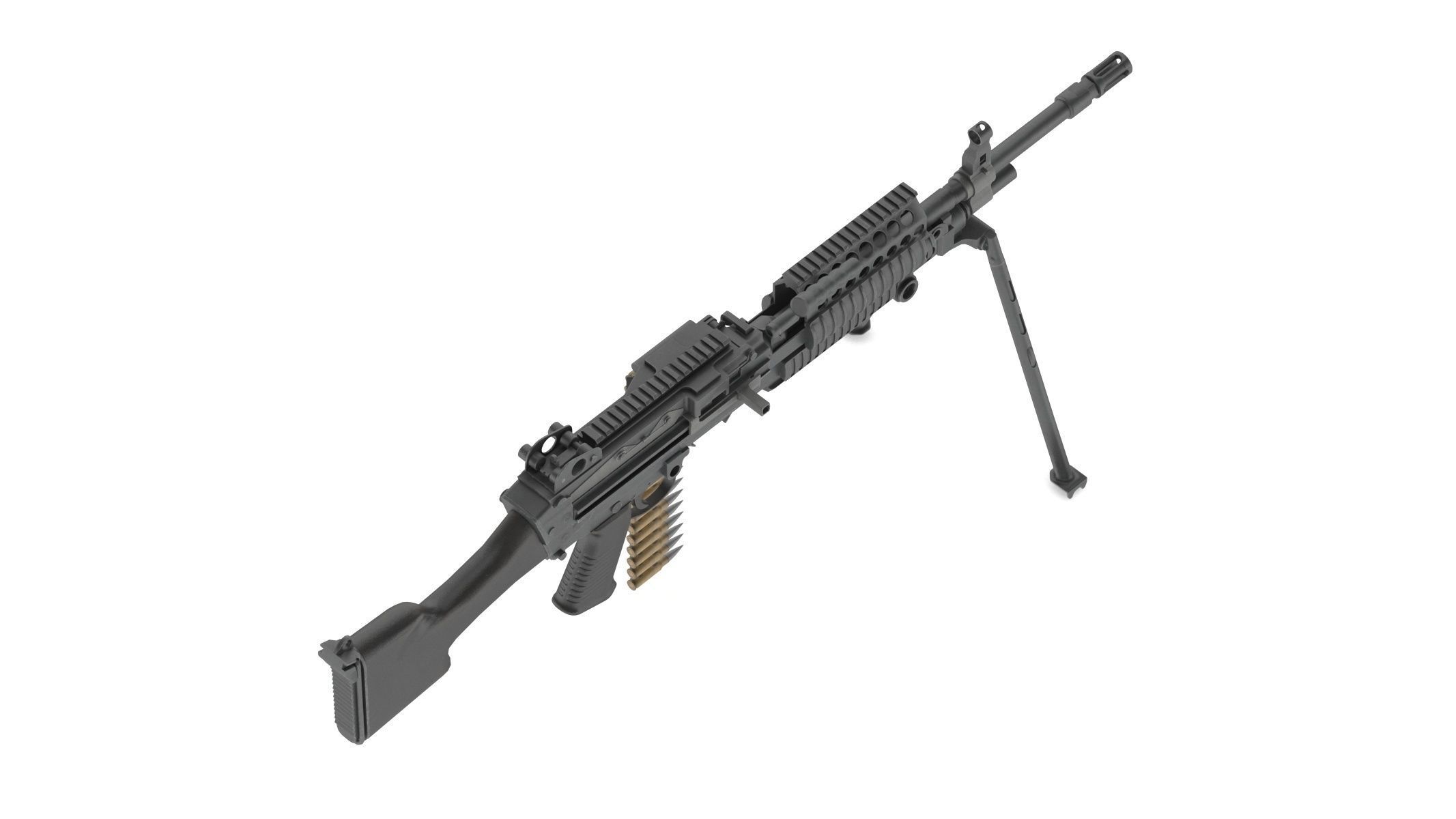 Mk 48 Machine Gun Low Poly Low-poly 3D model_8