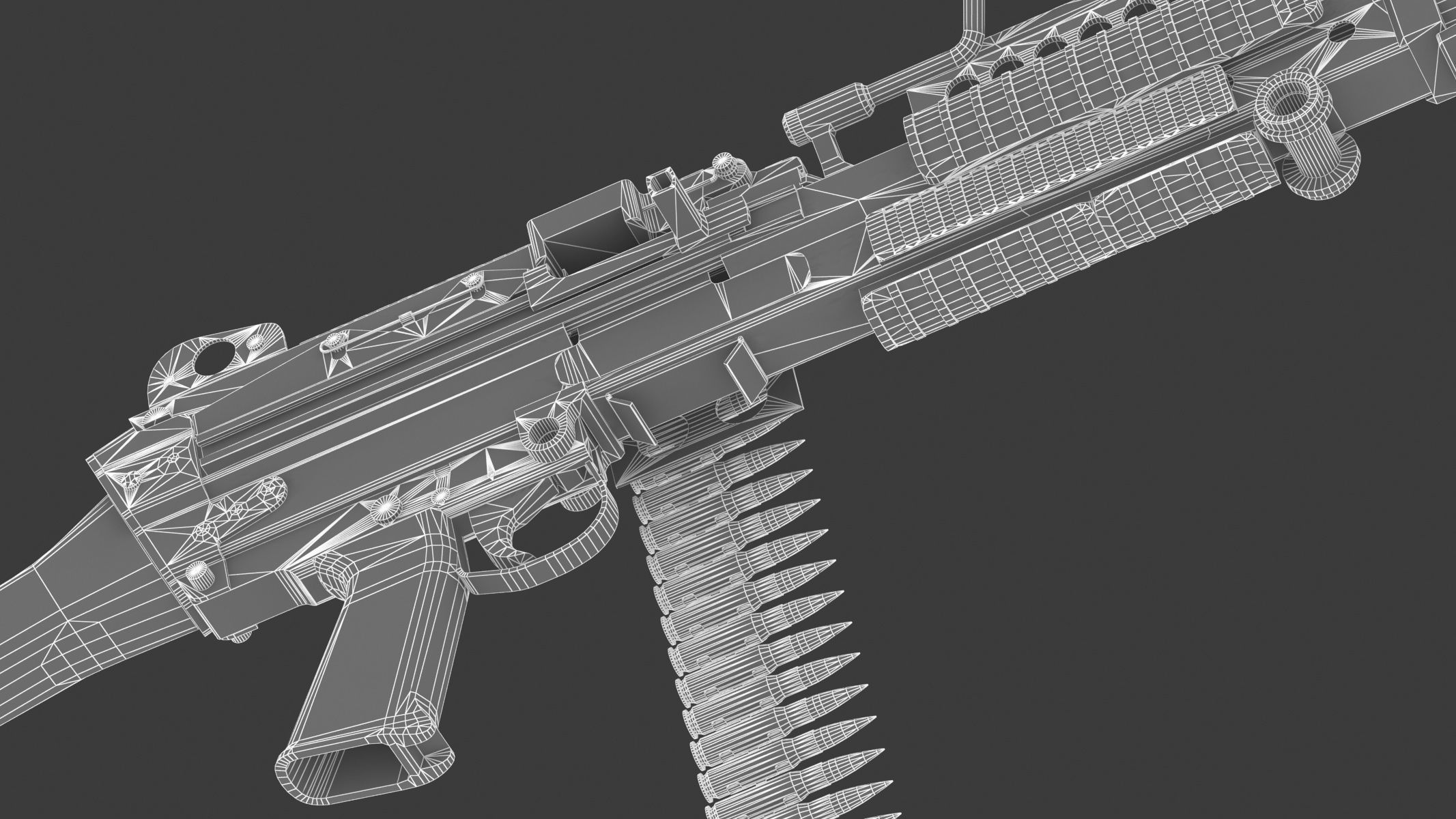 Mk 48 Machine Gun Low Poly Low-poly 3D model_37