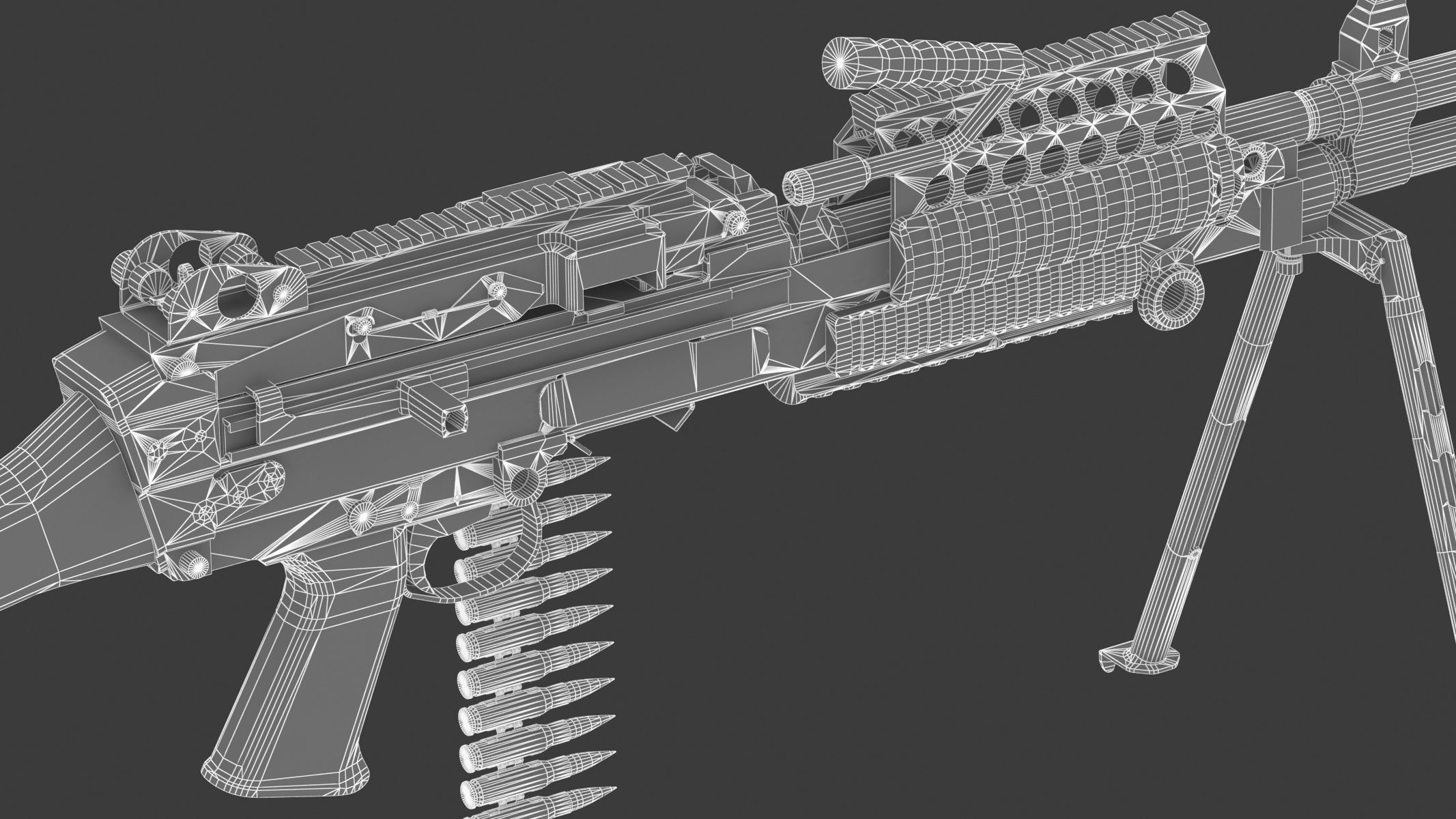 Mk 48 Machine Gun Low Poly Low-poly 3D model_38