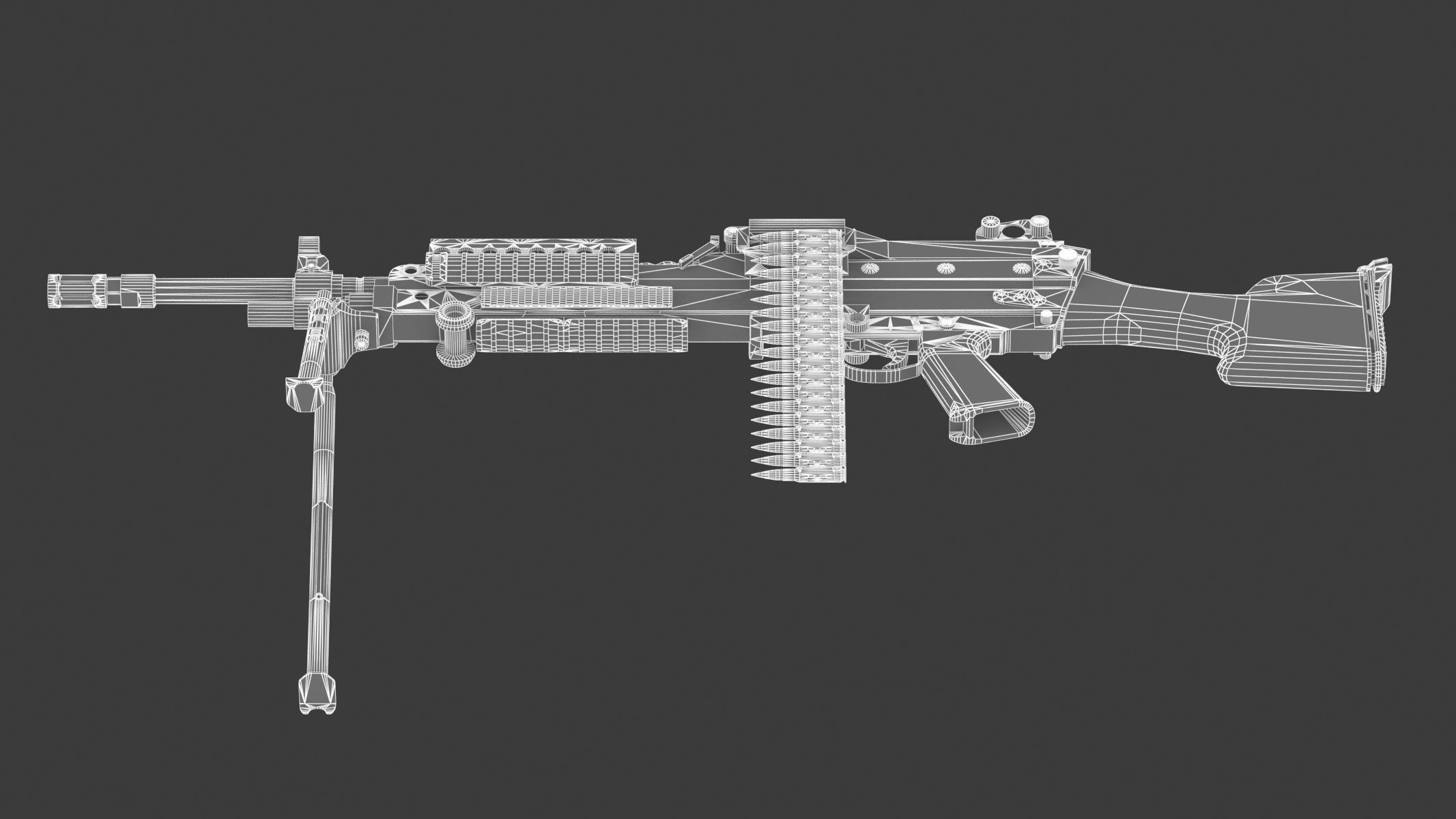 Mk 48 Machine Gun Low Poly Low-poly 3D model_29