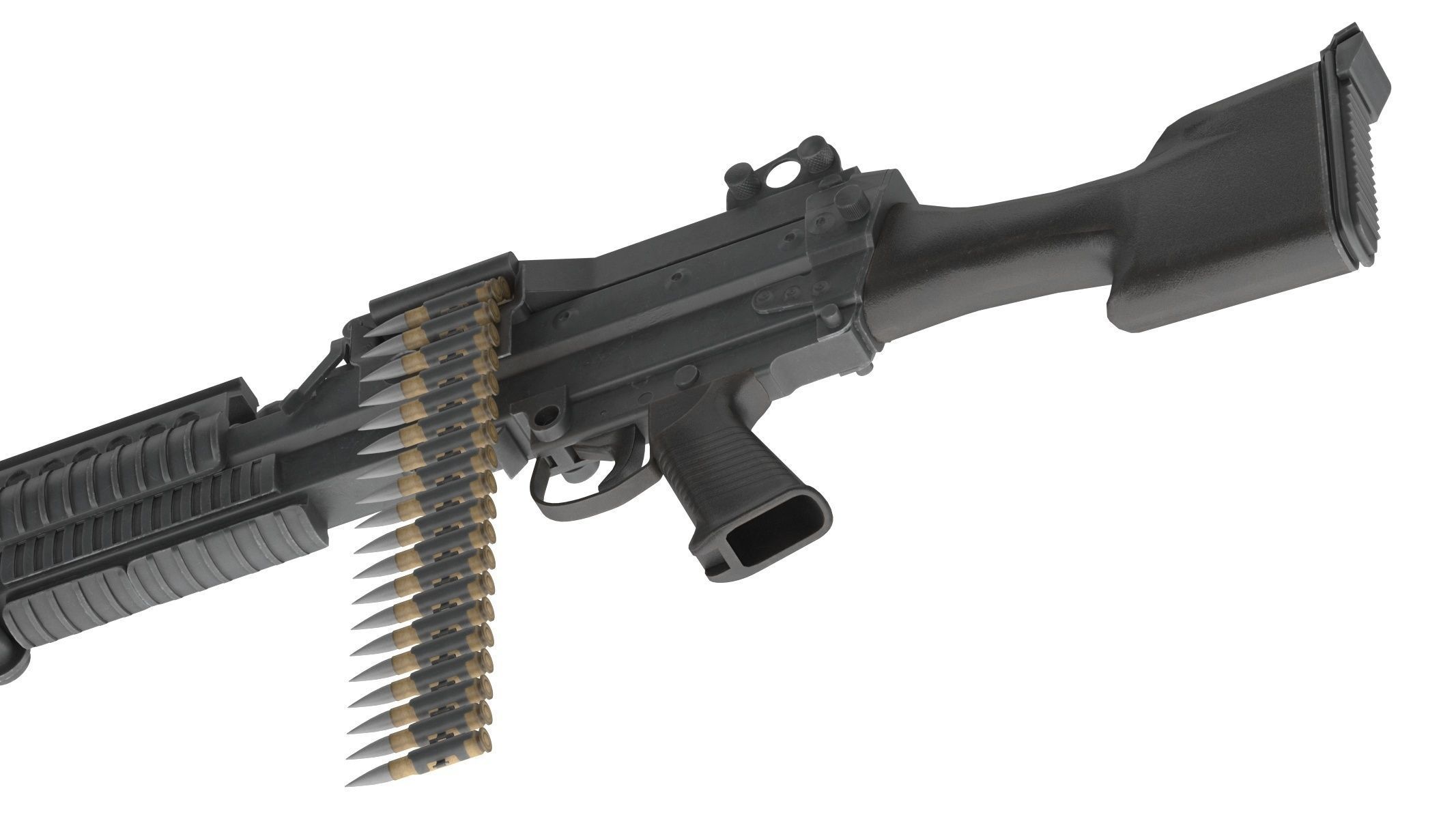 Mk 48 Machine Gun Low Poly Low-poly 3D model_14