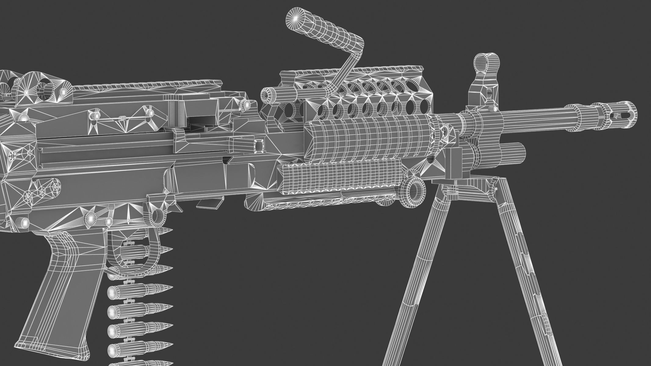 Mk 48 Machine Gun Low Poly Low-poly 3D model_30